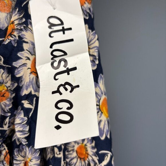 AT LAST & CO NEW VTG Floral Button Skirt Womens M Navy Daisy Floral - Picture 5 of 6